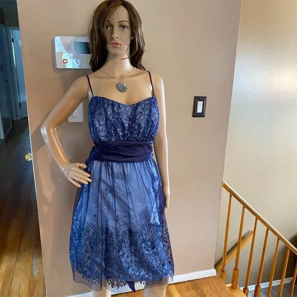 sapphire blue hoco dress Royal Blue Sequin Ruffle Short Homecoming Dress – Movousdress main image 1